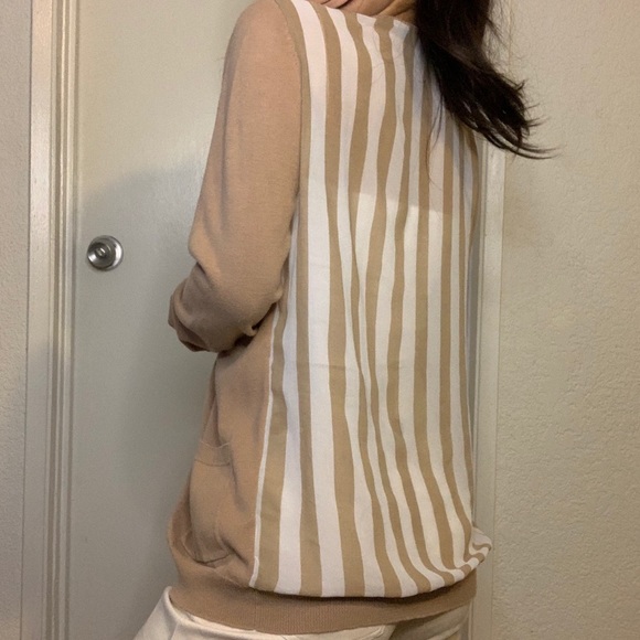 🔴Long tan cardigan with stripe back - Picture 3 of 3